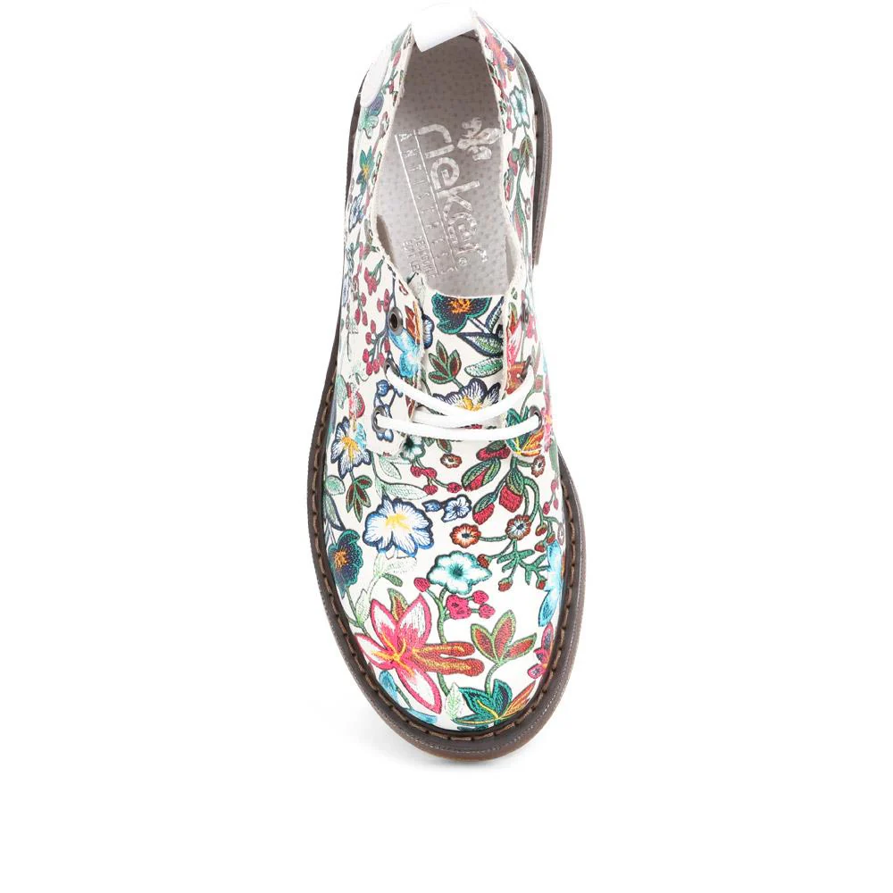 Floral Lace Up Brogues - RKR37511 / 323 715 - White Floral - Image 5