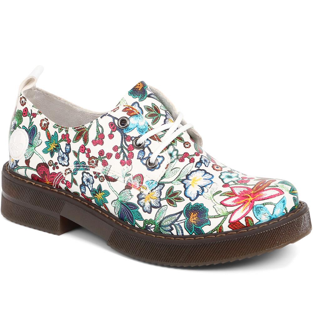 Floral Lace Up Brogues - RKR37511 / 323 715 - White Floral