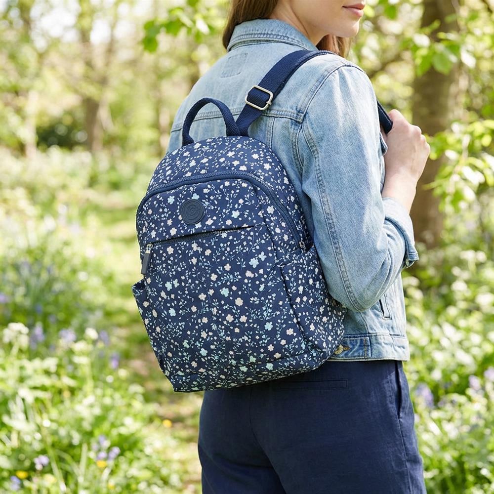 Floral Print Backpack with Bottle Holders - SMIT43000 / 329 228 - Navy Floral - Image 2