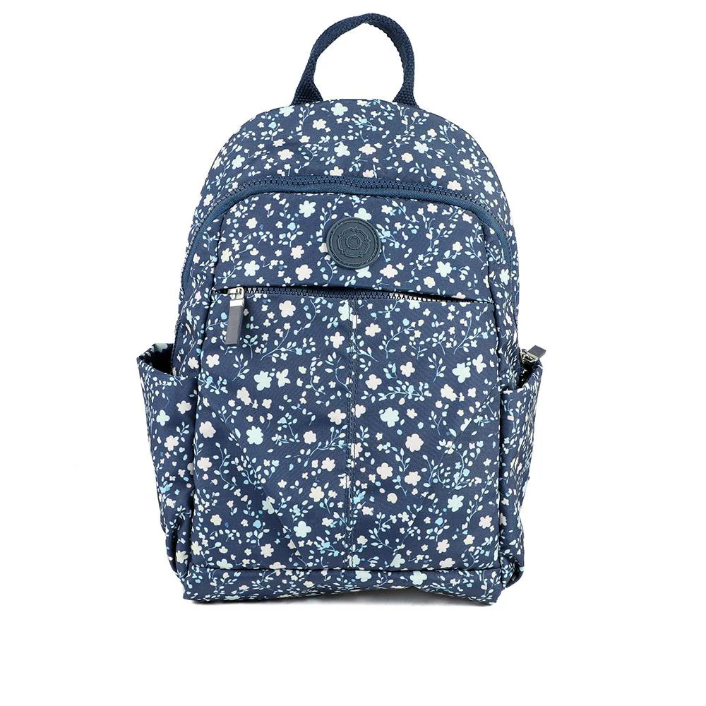 Floral Print Backpack with Bottle Holders - SMIT43000 / 329 228 - Navy Floral