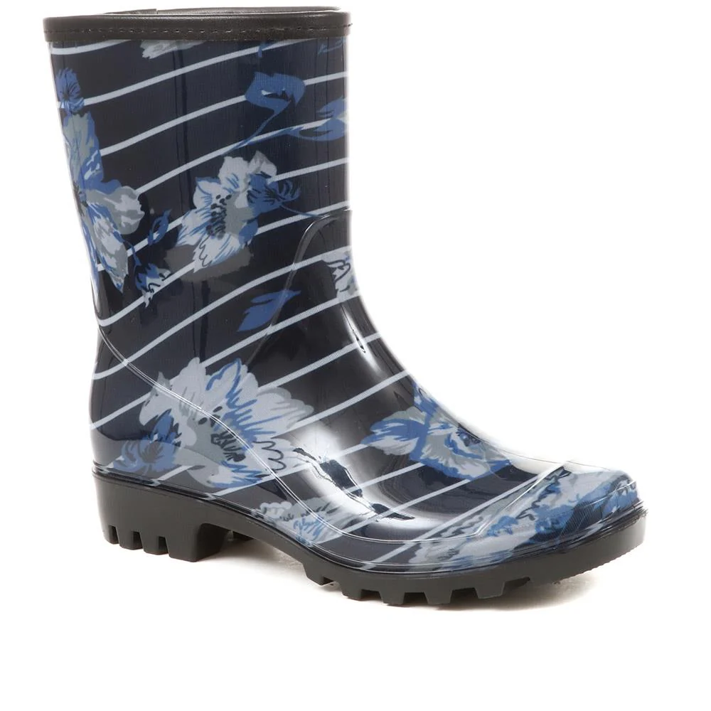 Floral Print Calf-length Wellies - ITAJA36005 / 323 127 - Navy