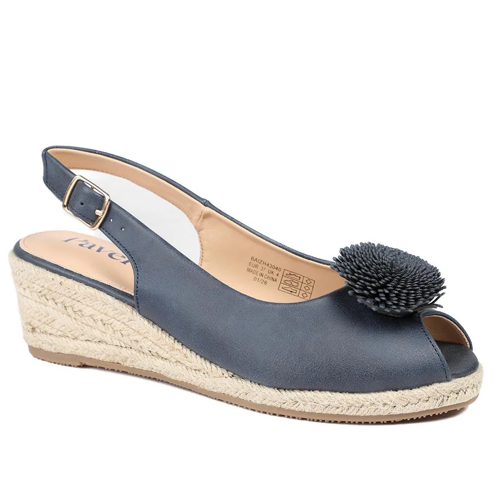 Flower Detail Peep Toe Wedge Sandals - BAIZH43040 / 329 259 - Image 2