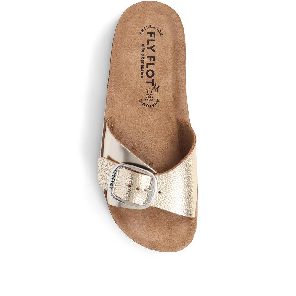 Fly Flot Buckle Detailed Slip On Sandals - FLY37049 / 323 228 - Gold - Image 3