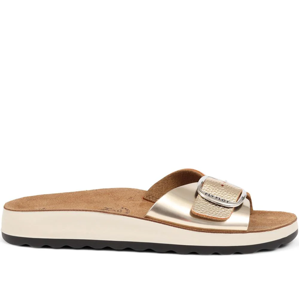 Fly Flot Buckle Detailed Slip On Sandals - FLY37049 / 323 228 - Gold - Image 5