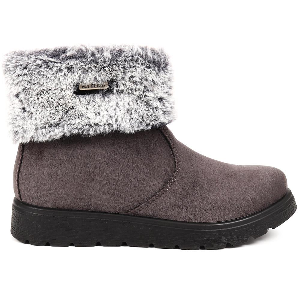 Fly Flot Faux Fur Trimmed Ankle Boots - FLY38051 / 324 081 - Grey - Image 2