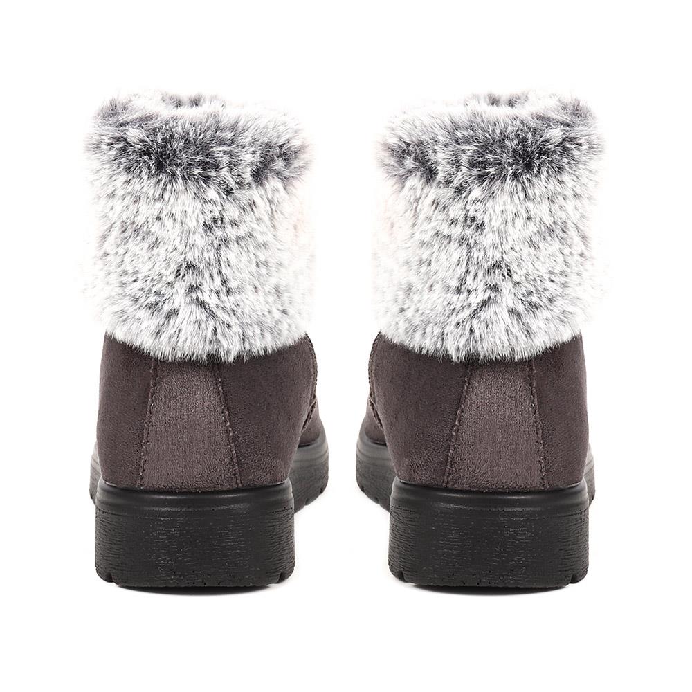 Fly Flot Faux Fur Trimmed Ankle Boots - FLY38051 / 324 081 - Grey - Image 3