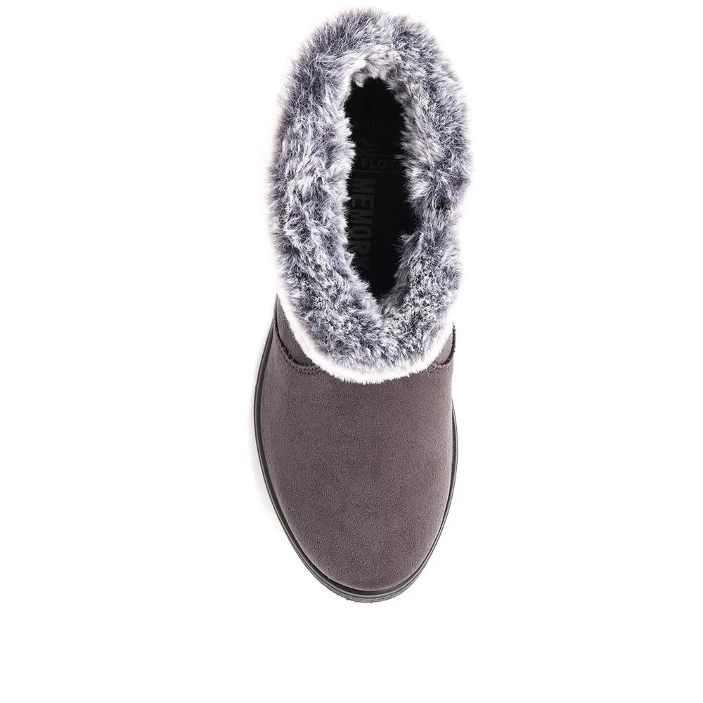 Fly Flot Faux Fur Trimmed Ankle Boots - FLY38051 / 324 081 - Grey - Image 4