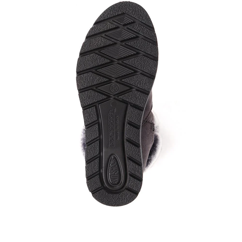 Fly Flot Faux Fur Trimmed Ankle Boots - FLY38051 / 324 081 - Grey - Image 5