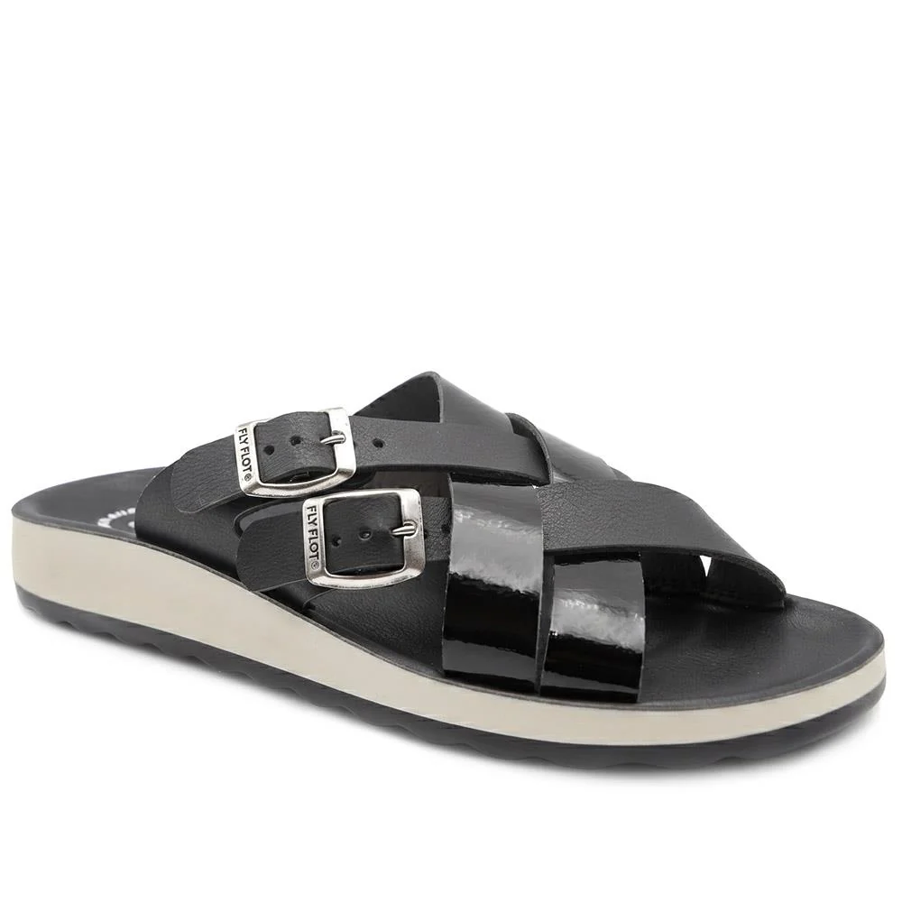 Fly Flot Strappy Dual Buckle Slip On Sandals - FLY43010 / 328 646 - Black