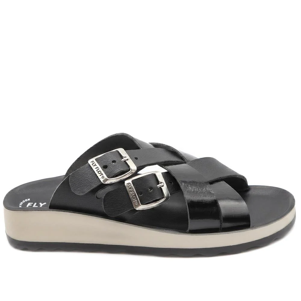 Fly Flot Strappy Dual Buckle Slip On Sandals - FLY43010 / 328 646 - Black - Image 3