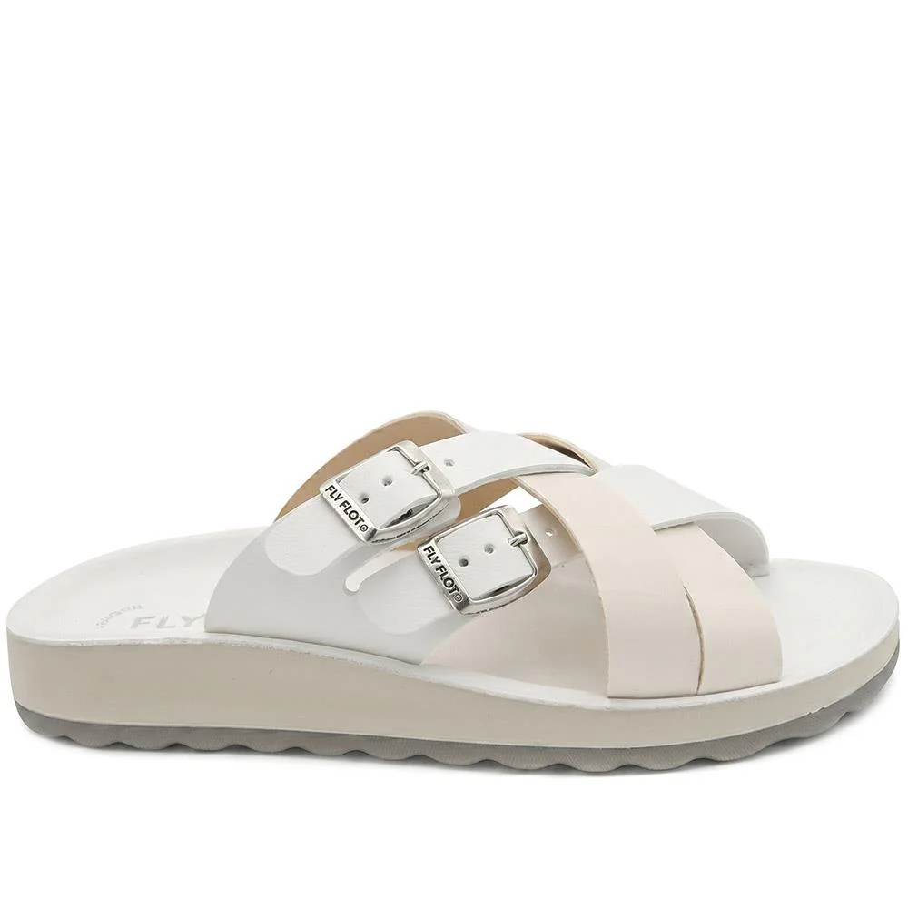 Fly Flot Strappy Dual Buckle Slip On Sandals - FLY43010 / 328 646 - Ivory - Image 3