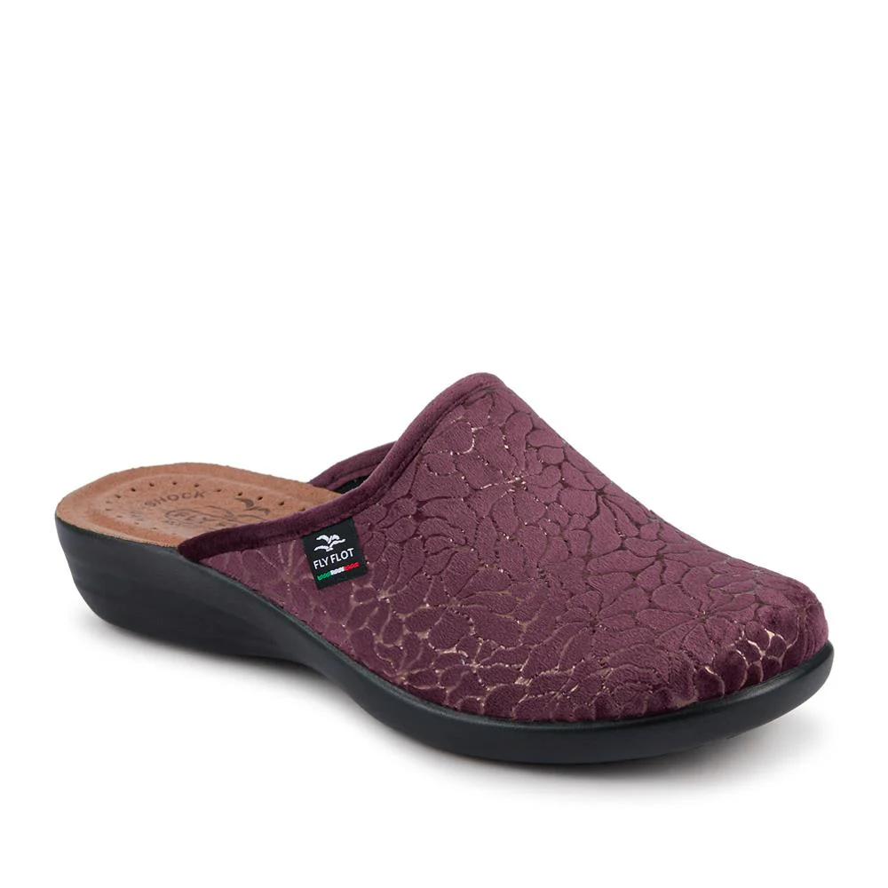 Fly Flot Self Moulding Velour Mules - FLY42031 / 327 726 - Plum
