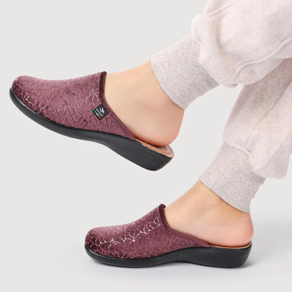 Fly Flot Self Moulding Velour Mules - FLY42031 / 327 726 - Plum - Image 5