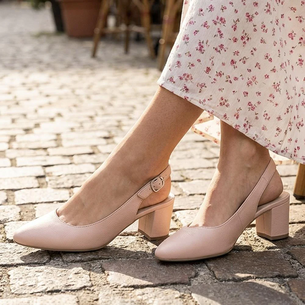 Gabor Buckle Fasten Heeled Court Shoes - GABC43512 / 330 410 - Pink - Image 2