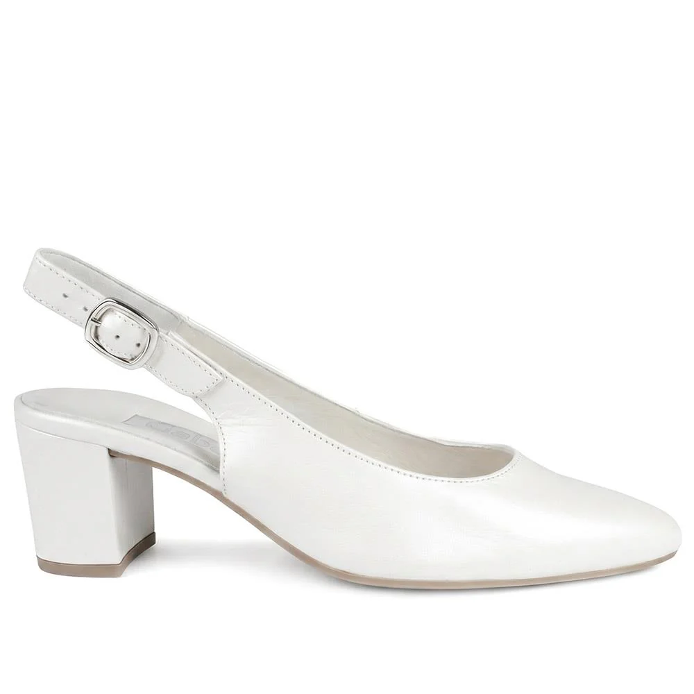 Gabor Buckle Fasten Heeled Court Shoes - GABC43512 / 330 410 - White - Image 3