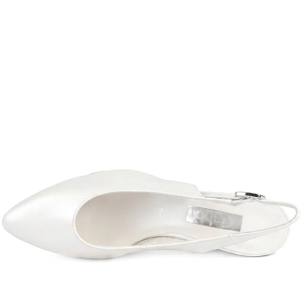 Gabor Buckle Fasten Heeled Court Shoes - GABC43512 / 330 410 - White - Image 5