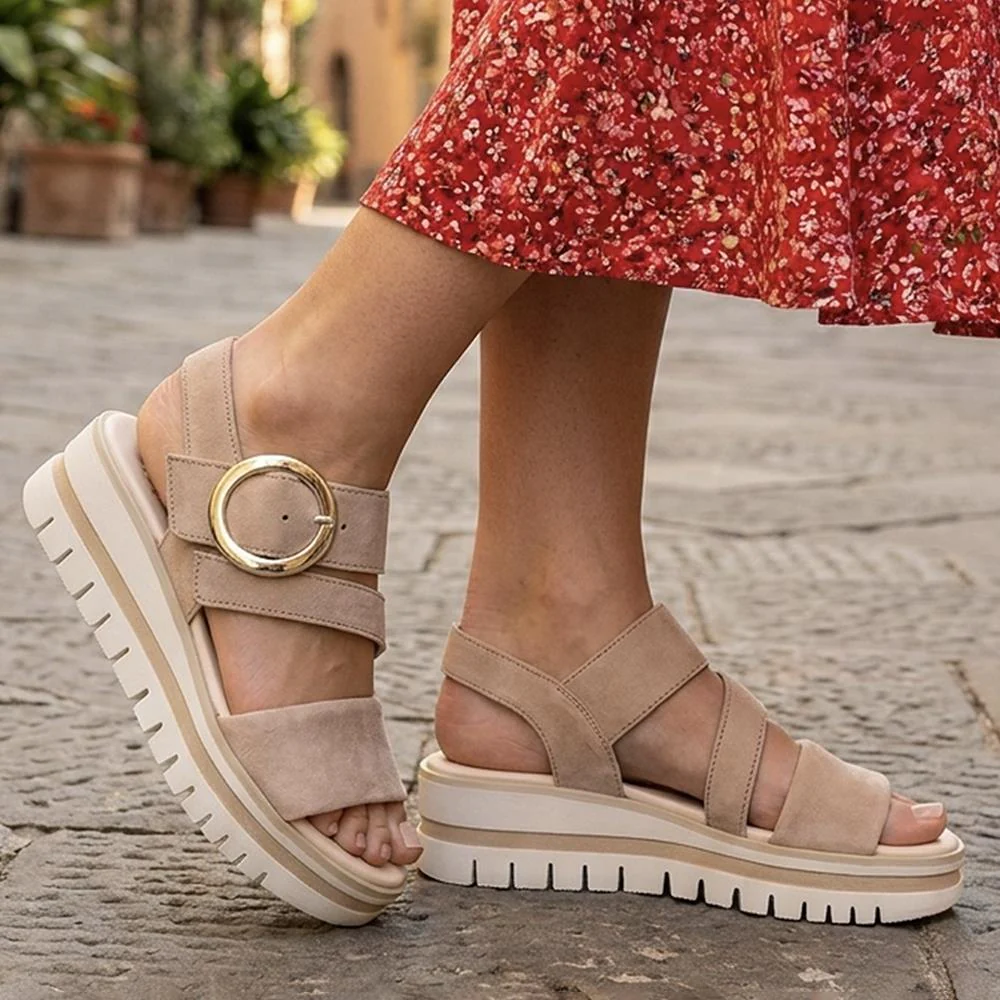 Gabor Chunky Leather Adjustable Sandals - GABC43522 / 330 461 - Beige - Image 2