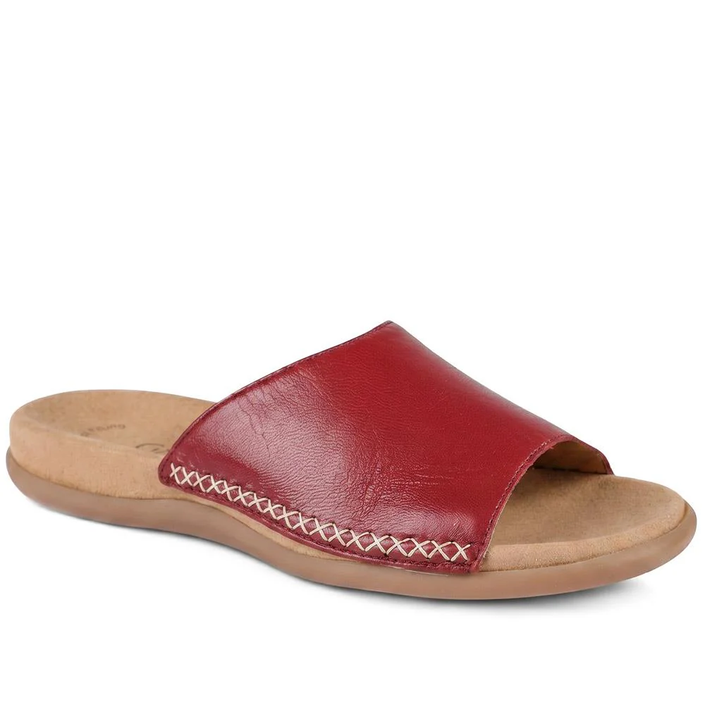 Gabor Leather Slip On Sandals - GABC44505 / 330 270 - Burgundy