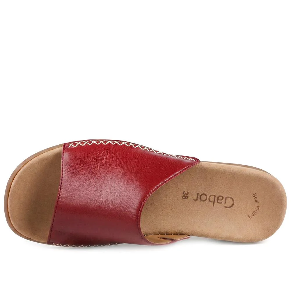 Gabor Leather Slip On Sandals - GABC44505 / 330 270 - Burgundy - Image 4