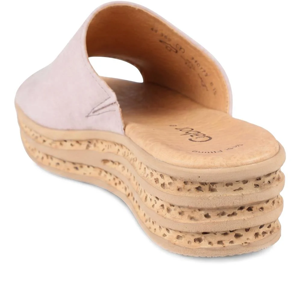 Gabor Leather Wedged Mule Sandals - GABC44507 / 330 262 - Taupe - Image 4