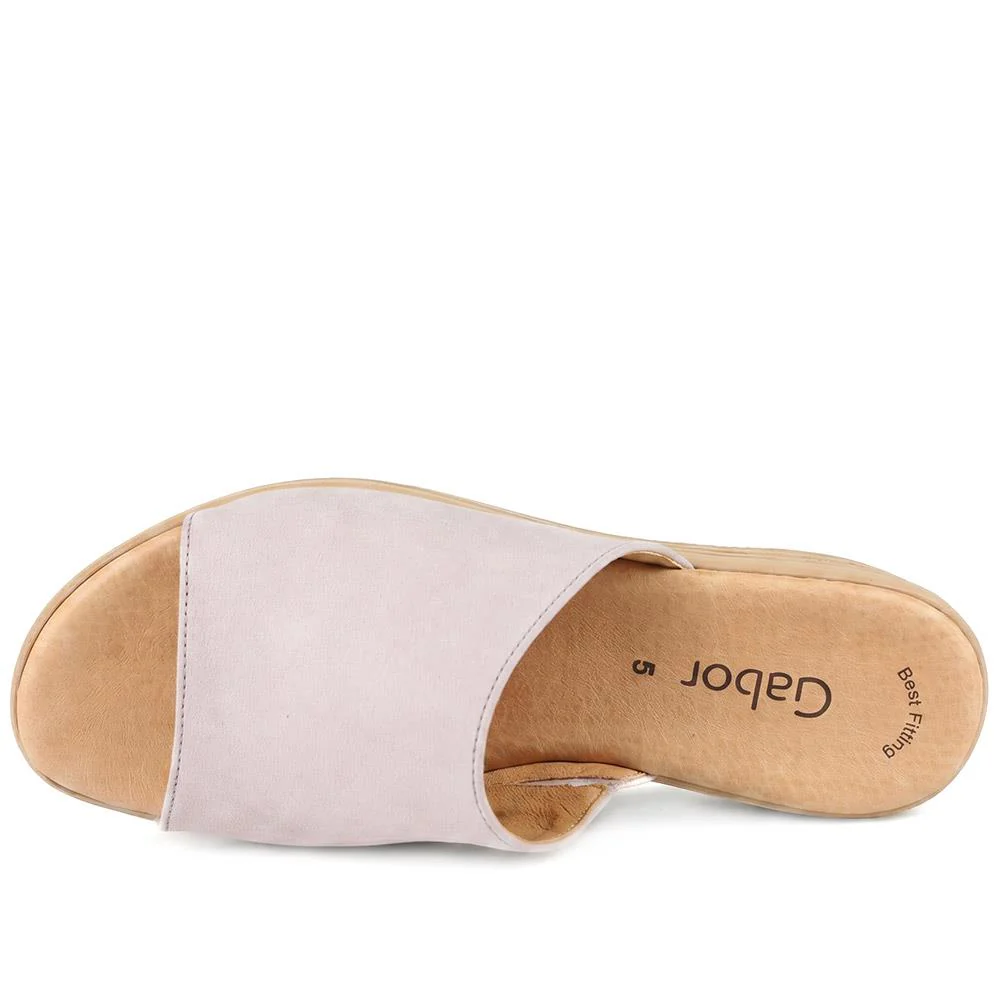 Gabor Leather Wedged Mule Sandals - GABC44507 / 330 262 - Taupe - Image 5