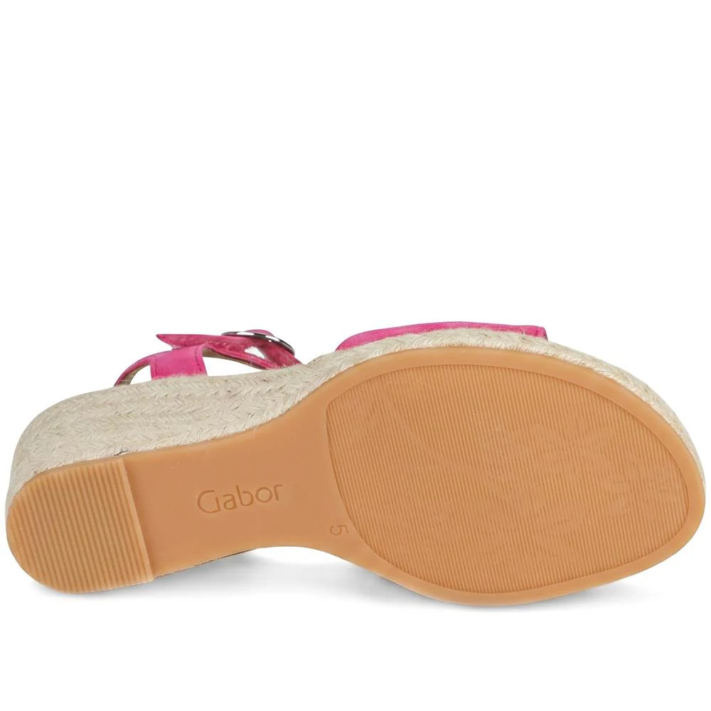 Gabor Wedge Heel Buckle Fasten Espadrilles - GABC43511 / 330 409 - Fuschia - Image 6