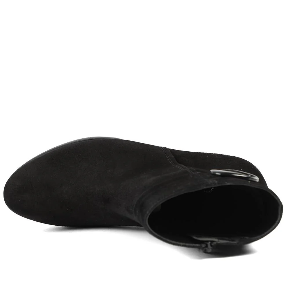 Gabor Wide Fit Leather Block Heel Ankle Boots - GAB42547 / 329 078 - Black Suede - Image 4