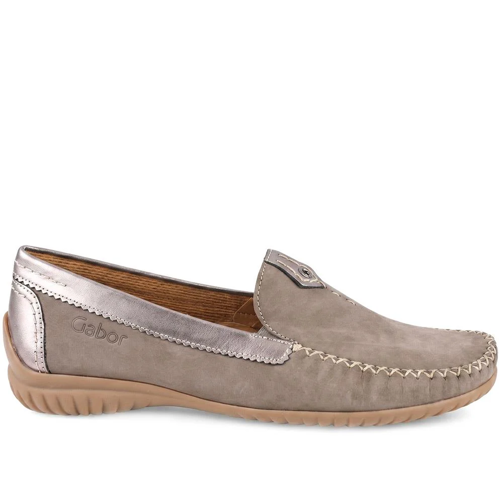 Gabor Wide Fit Leather Comfort Moccasins - GABC44518 / 330 258 - Taupe - Image 3