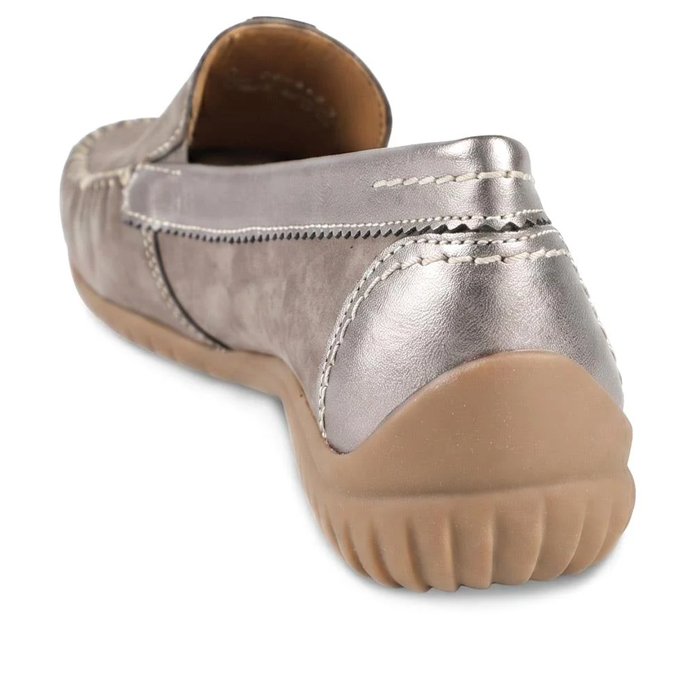 Gabor Wide Fit Leather Comfort Moccasins - GABC44518 / 330 258 - Taupe - Image 4