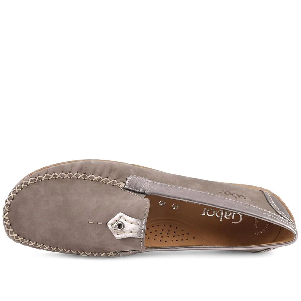 Gabor Wide Fit Leather Comfort Moccasins - GABC44518 / 330 258 - Taupe - Image 5