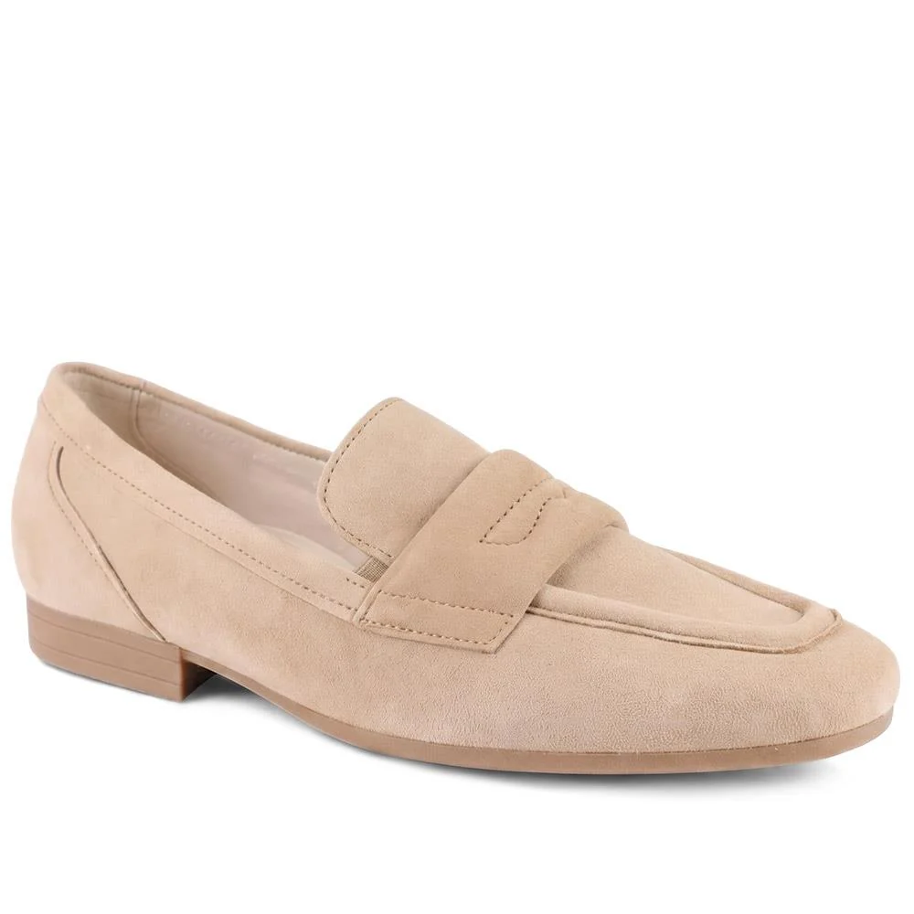 Gabor Wide Fit Leather Heeled Loafers - GABC44503 / 330 268 - Caramel