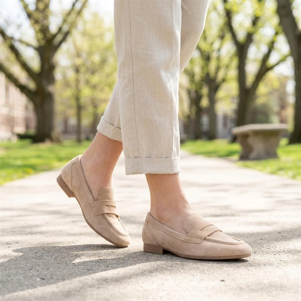 Gabor Wide Fit Leather Heeled Loafers - GABC44503 / 330 268 - Caramel - Image 2