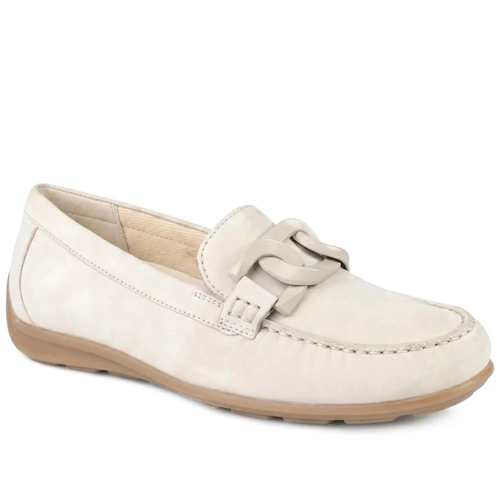 Gabor Wide Fit Leather Moccasins With Chain Detail - GABC44501 / 330 266