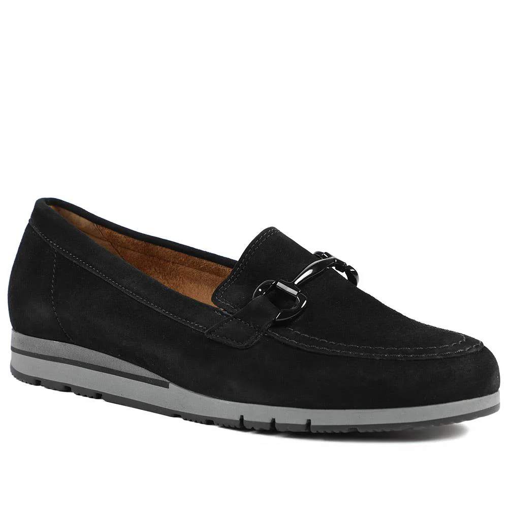 Gabor Wide Fit Leather Wedge Heel Loafers - GAB42548 / 329 080