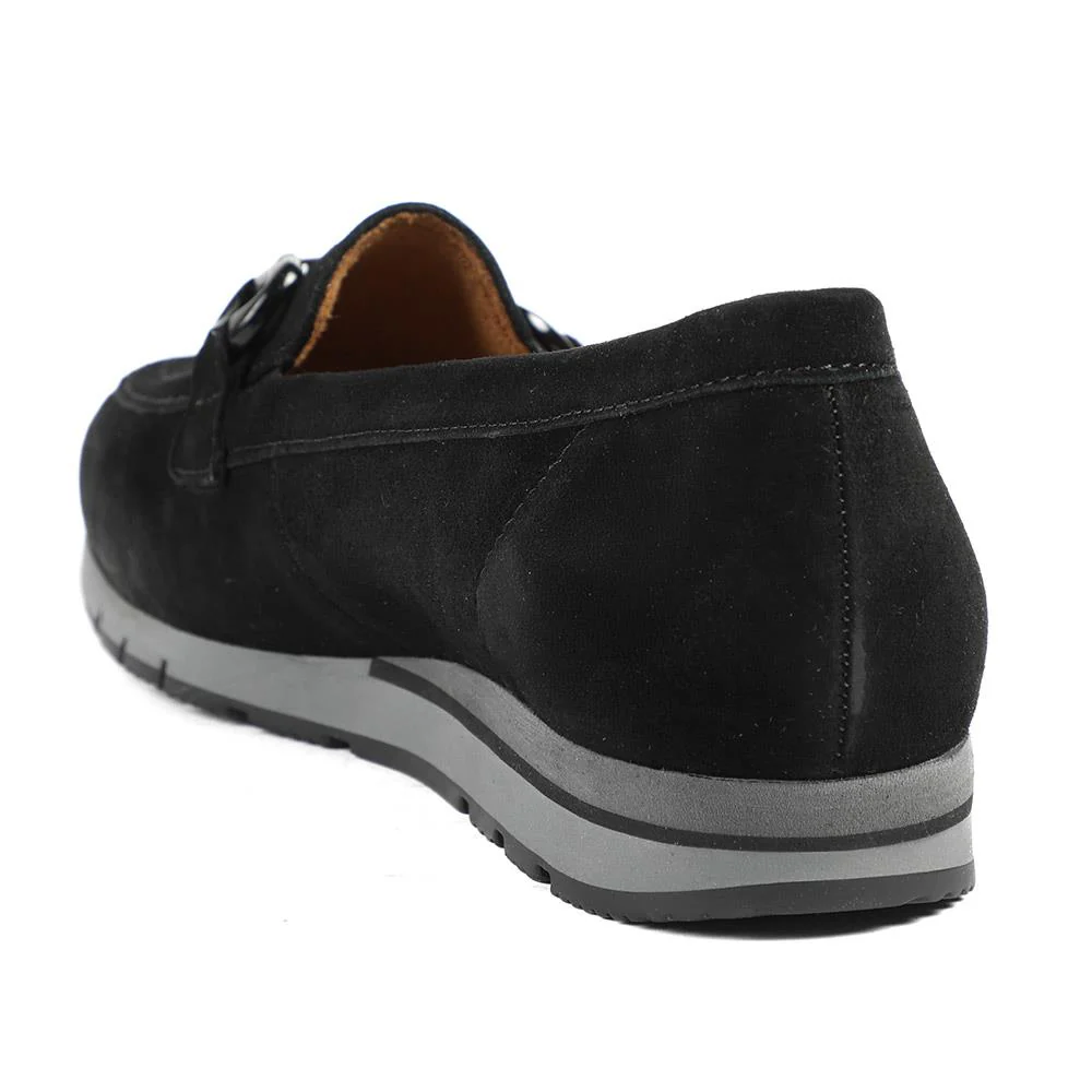 Gabor Wide Fit Leather Wedge Heel Loafers - GAB42548 / 329 080 - Black Suede - Image 3