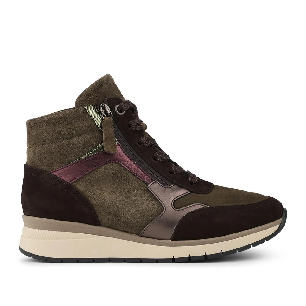Gabor Wide Fit Leather Zip Fasten Hi Top Trainers - GAB42530 / 328 945 - Khaki Multi - Image 2