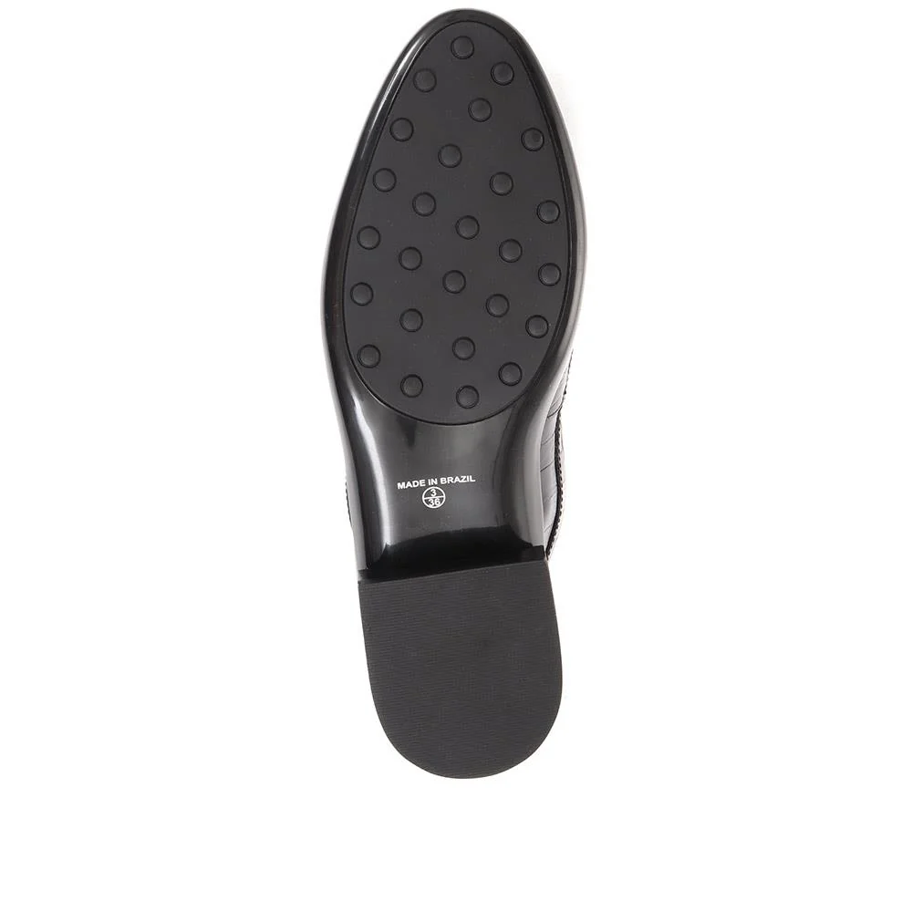 Gessa Leather Penny Loafers - GESSA / 323 117 - Black Croc - Image 6
