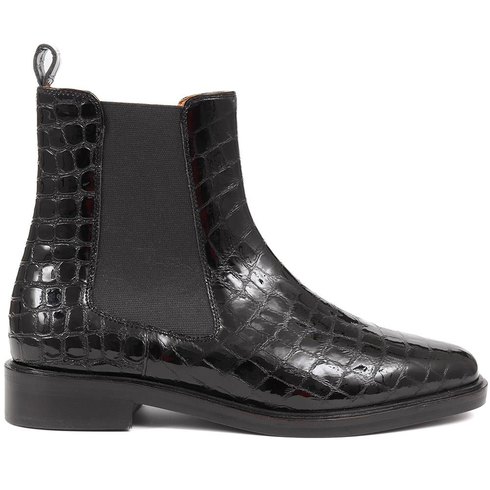 Gessica Leather Chelsea Boots - GESSICA / 324 588 - Black Patent Croc - Image 2