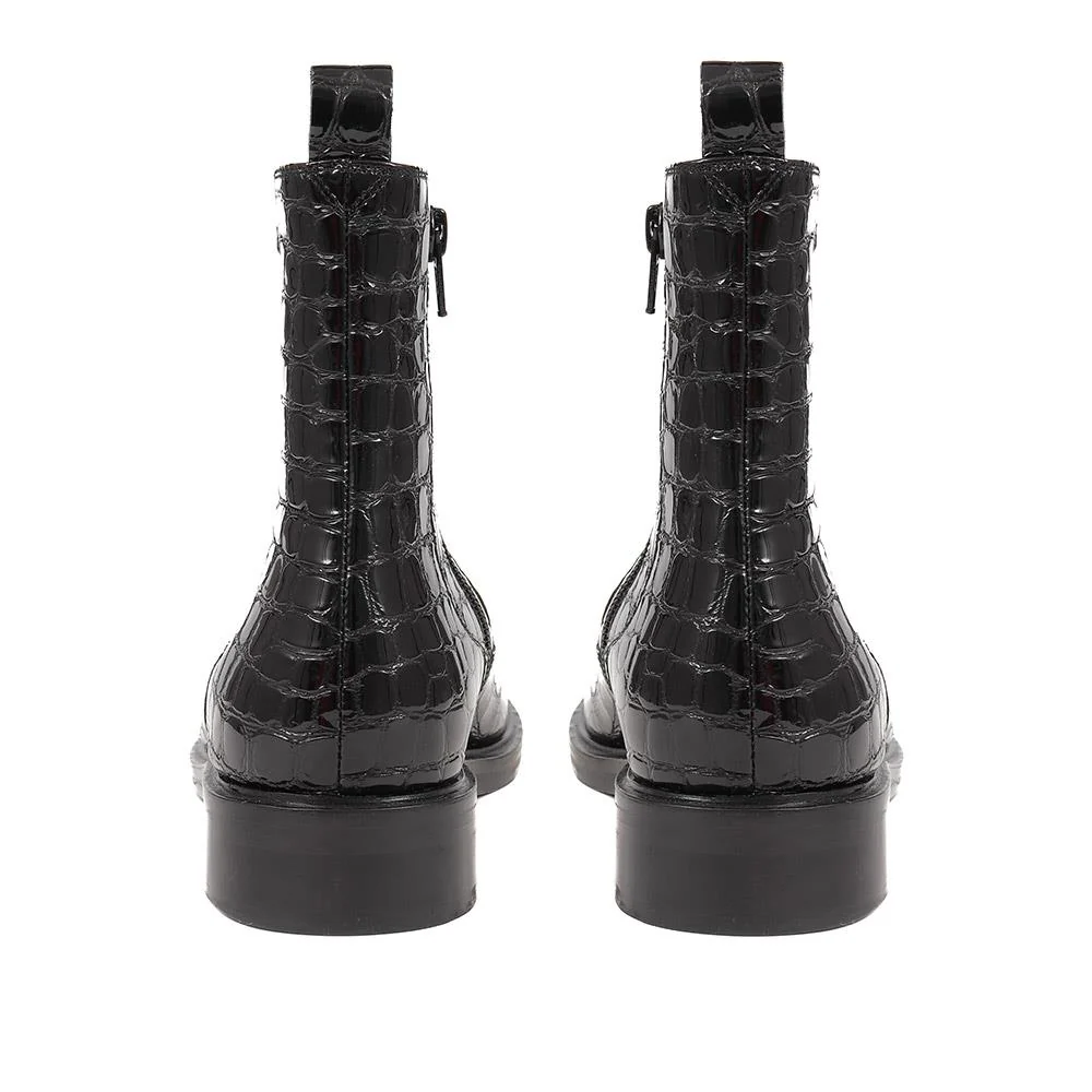 Gessica Leather Chelsea Boots - GESSICA / 324 588 - Black Patent Croc - Image 3