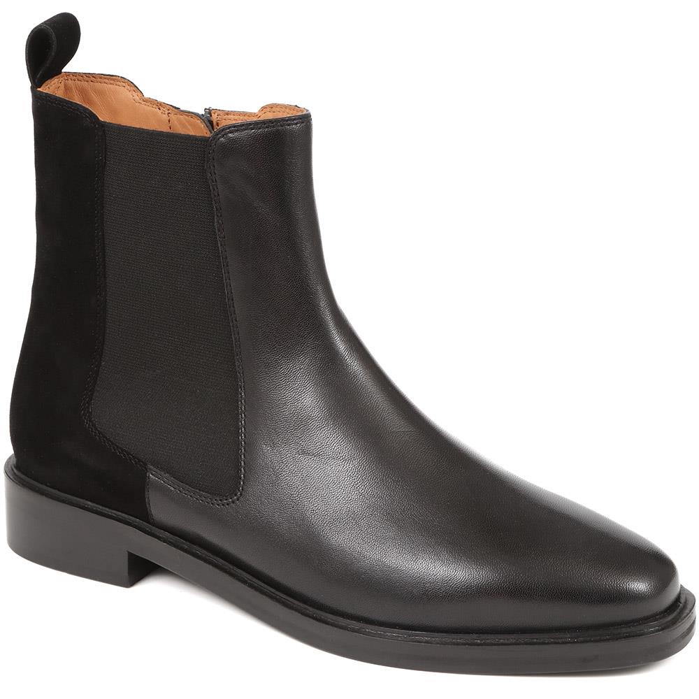 Gessica Leather Chelsea Boots - GESSICA / 324 588 - Black-Black Suede