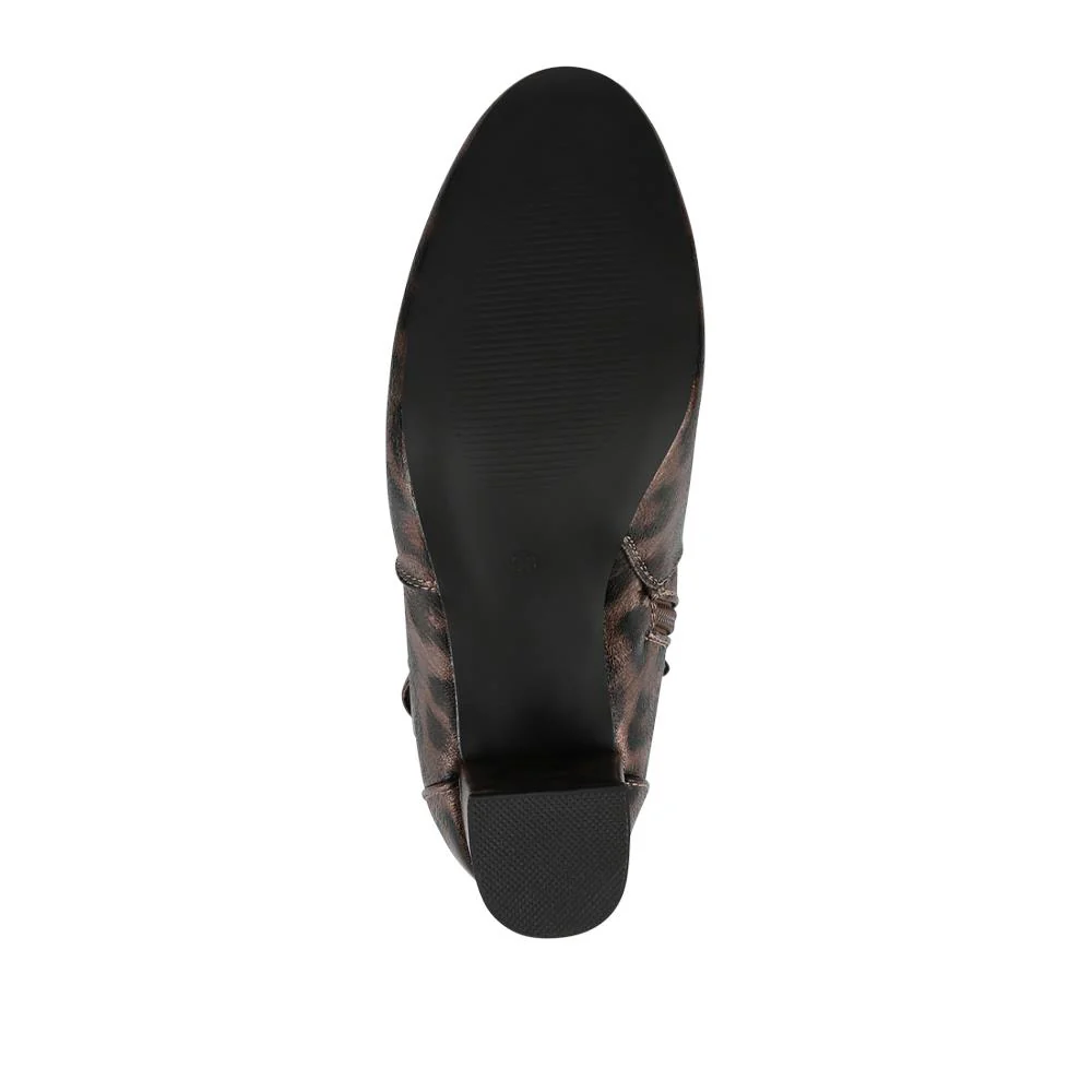 Patterned Block Heel Buckle Ankle Boots - WBINS38090 / 324 214 - Brown Leopard - Image 6