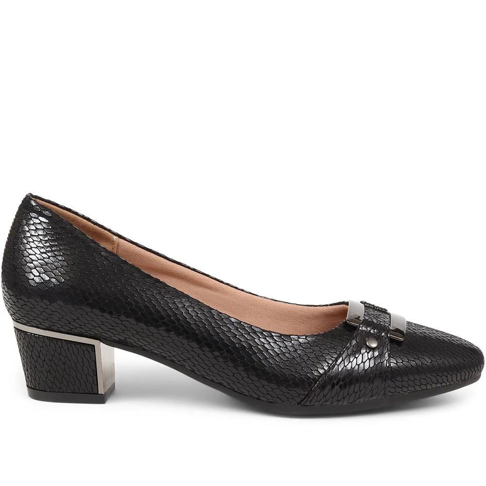 Heeled Court Shoe - WK38019 / 324 234 - Black Snake - Image 2