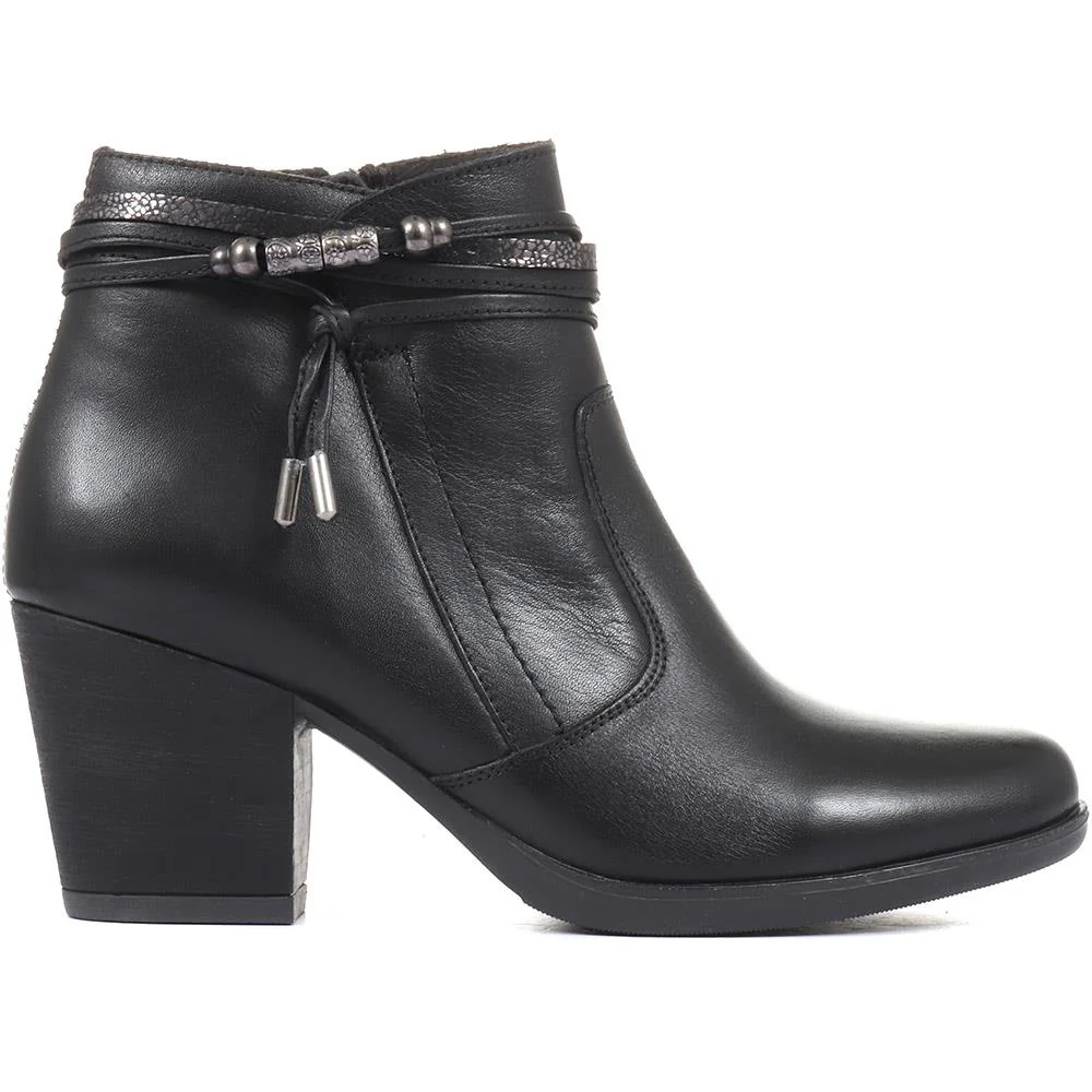 Heeled  Leather Ankle Boots - VED34001 / 320 366 - Black - Image 2