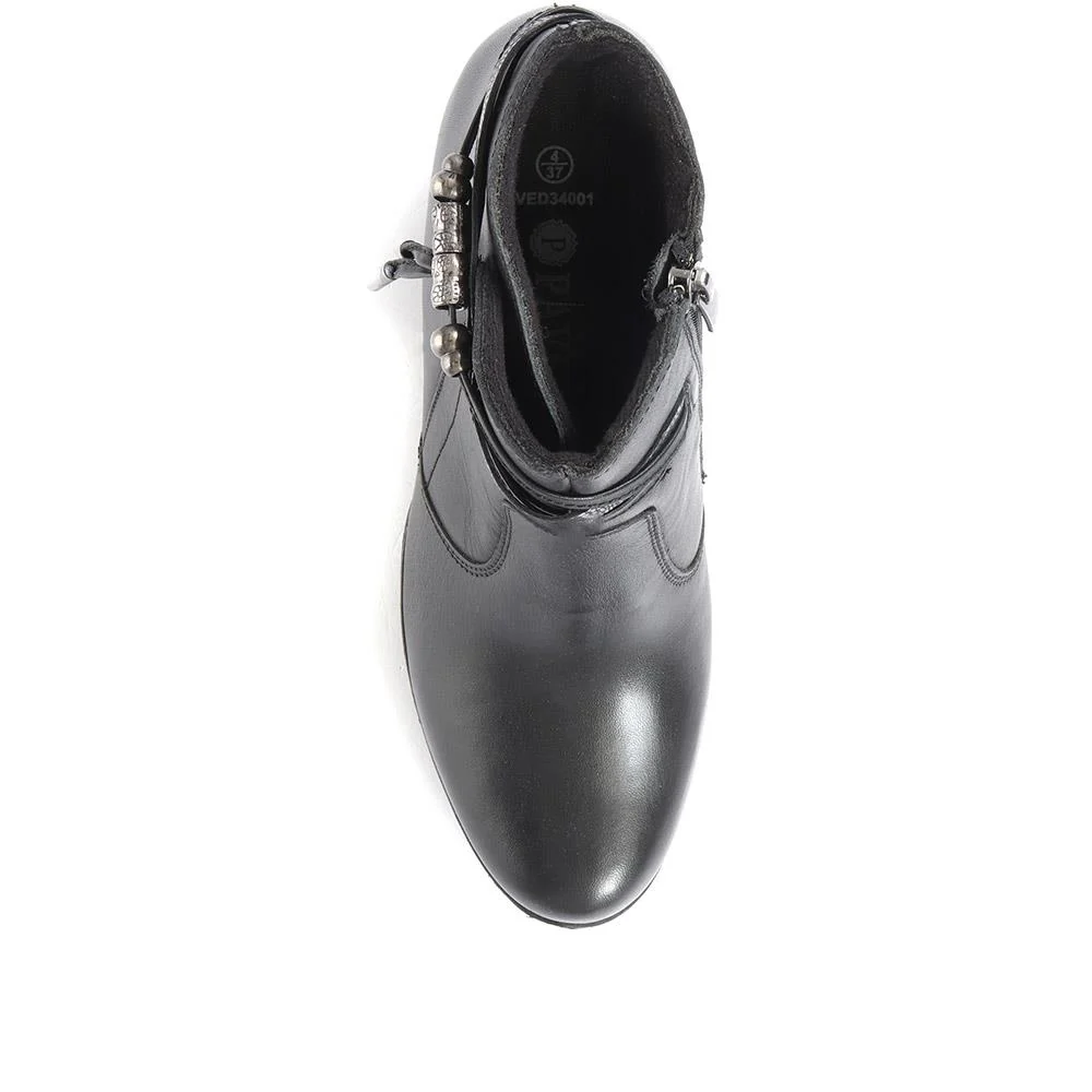 Heeled  Leather Ankle Boots - VED34001 / 320 366 - Black - Image 4