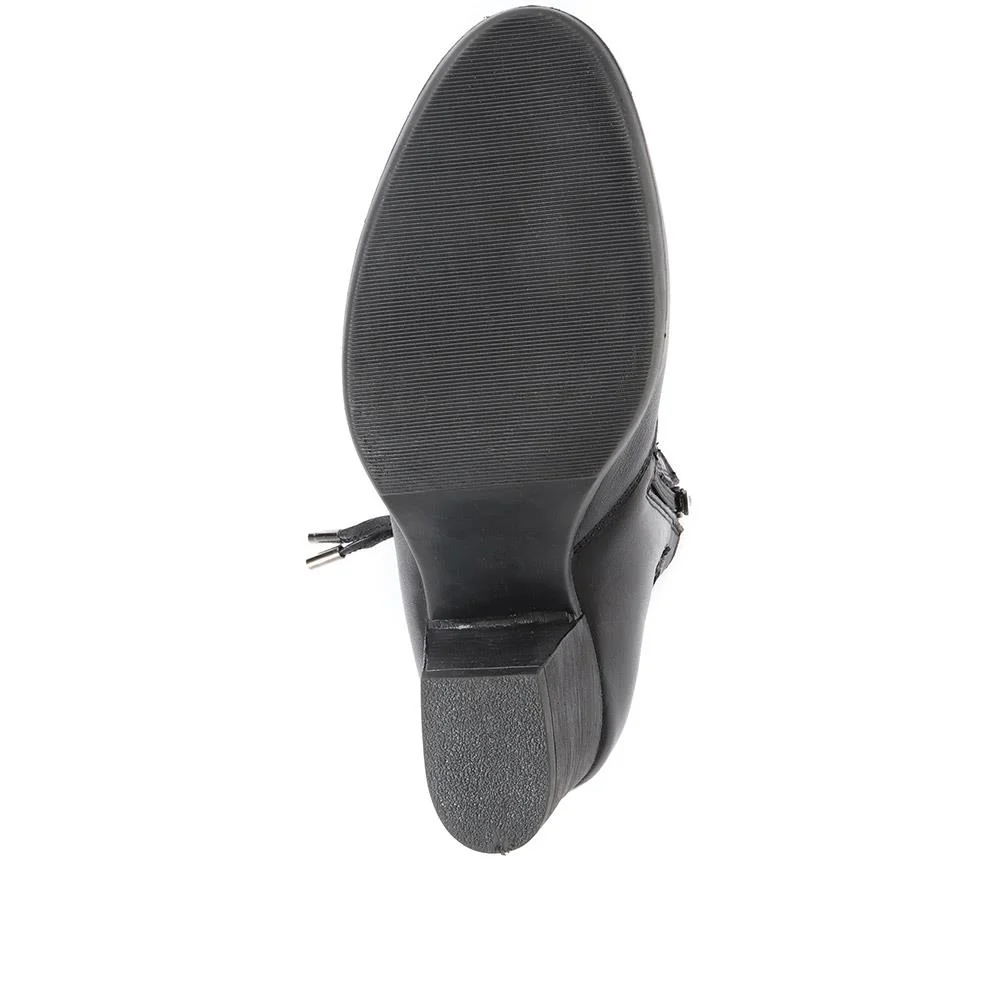 Heeled  Leather Ankle Boots - VED34001 / 320 366 - Black - Image 5
