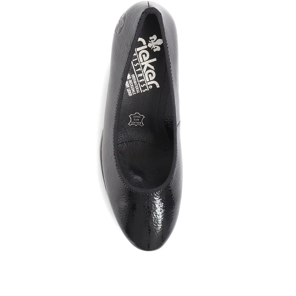 Heeled Leather Court Shoes - RKR36504 / 322 435 - Black Patent - Image 4