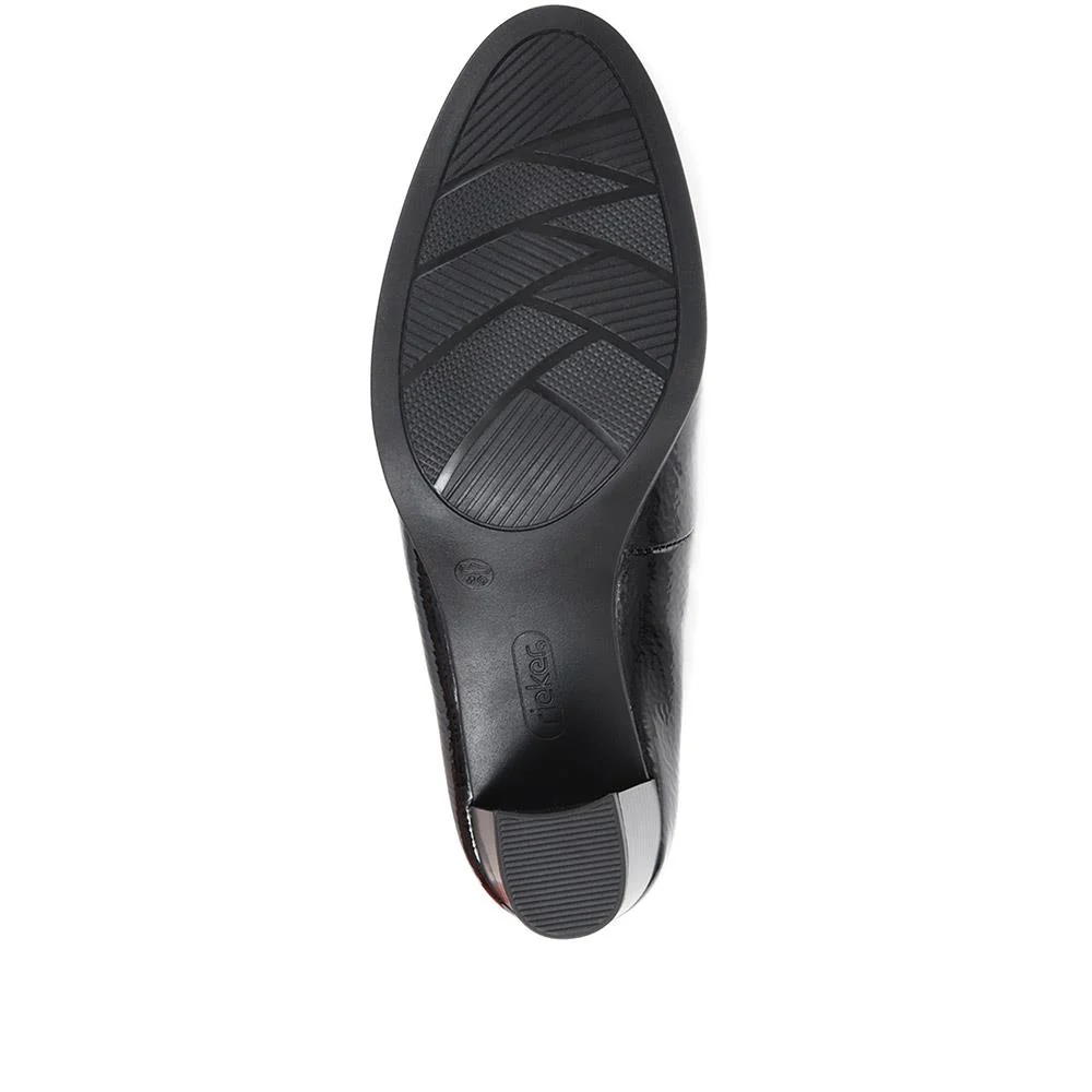 Heeled Leather Court Shoes - RKR36504 / 322 435 - Black Patent - Image 5