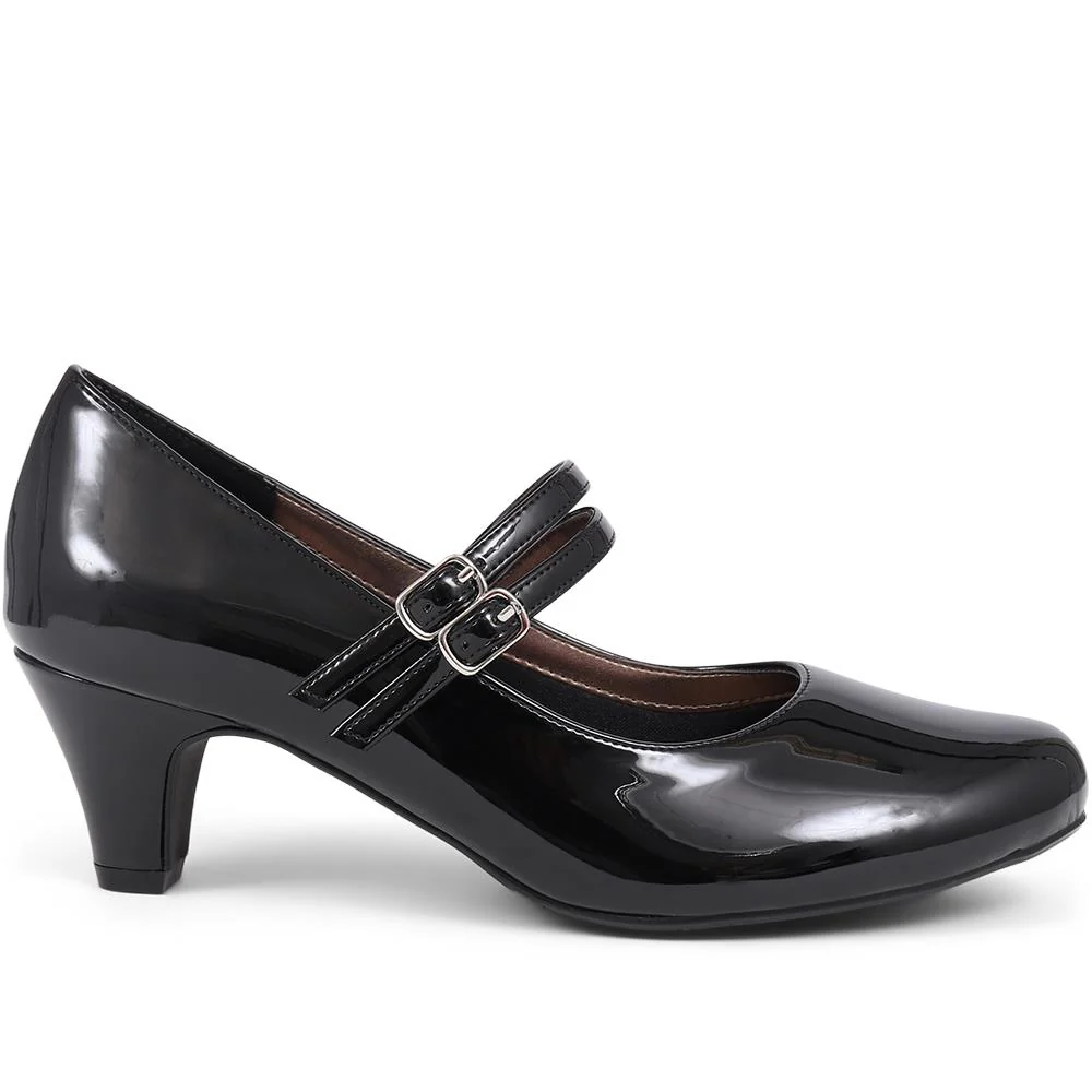 Heeled Mary Janes - AMITY39003 / 325 107 - Black Patent - Image 2