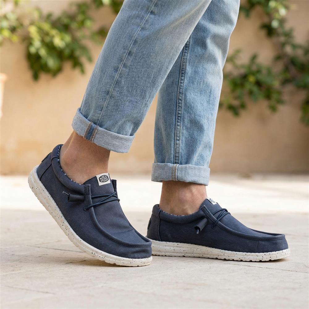 HeyDude Wally Stretch Canvas Shoes - GARD43501 / 329 354 - Navy - Image 2