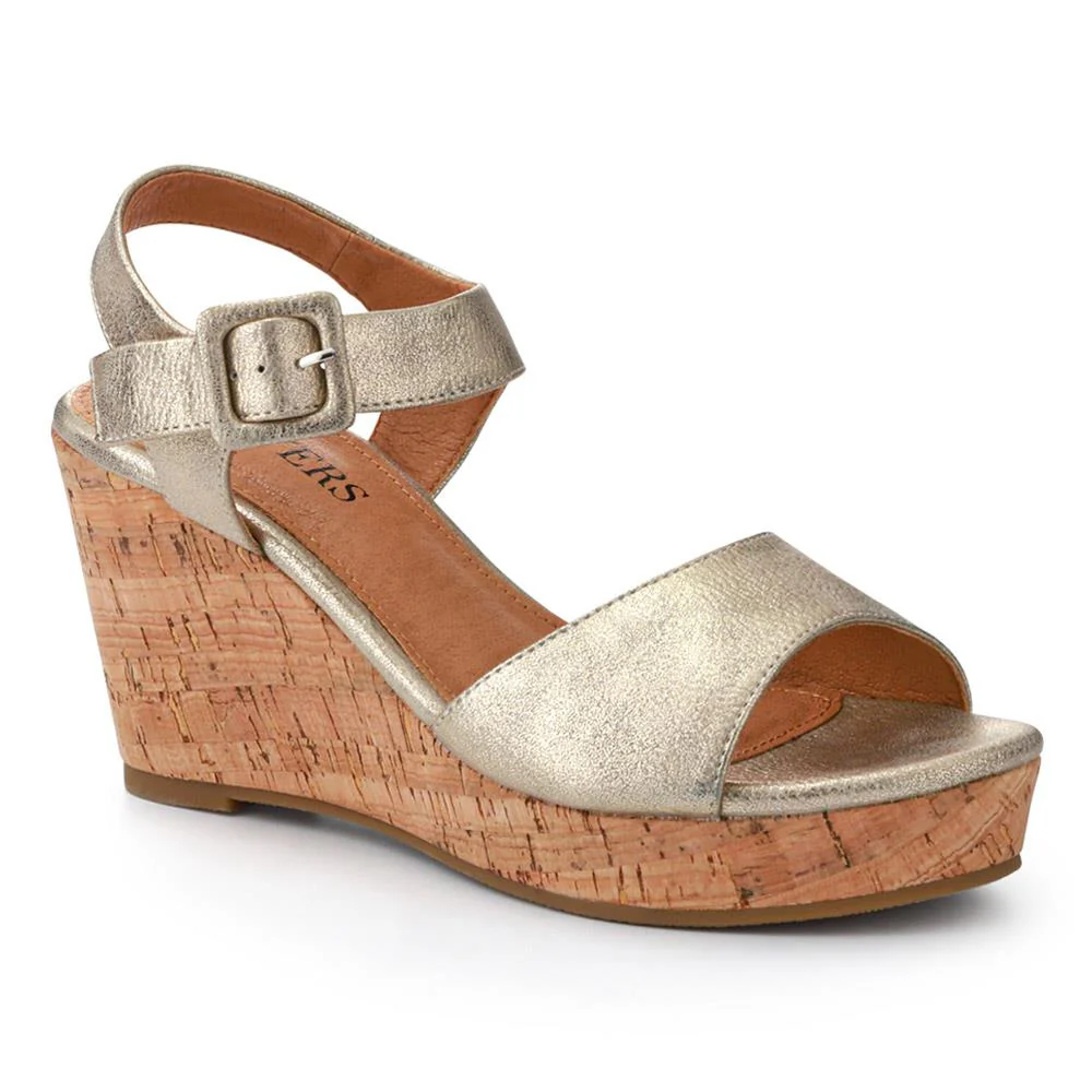 High Buckled Wedge Sandals - WOIL41051 / 327 394 - Gold